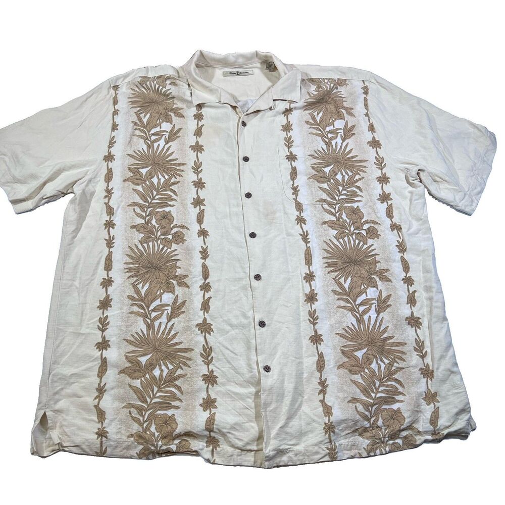 Tommy Bahama 100% Silk Hawaiian Camp Shirt Tropical Floral Aloha Men's 3XT - Picture 1 of 11